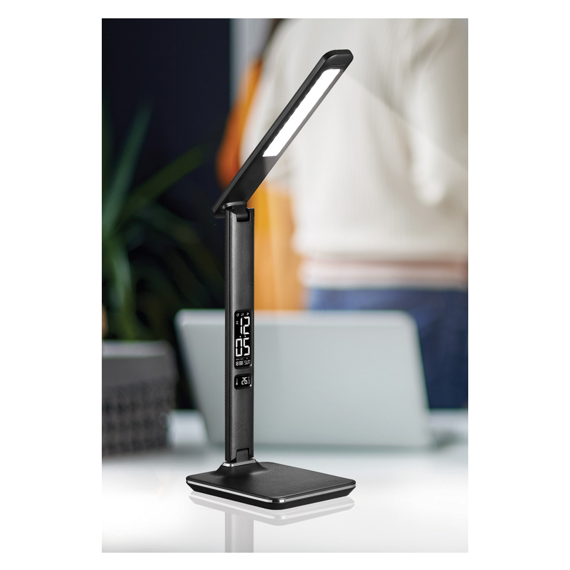 Lámpara LED para escritorio con pantalla de la hora