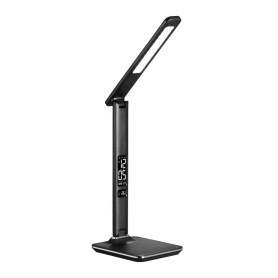 LED desk lamp with time display, foldable, 5 levels and 3 light modes